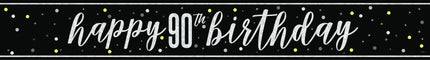 Happy Birthday Banner Black 90 Years 2.74m