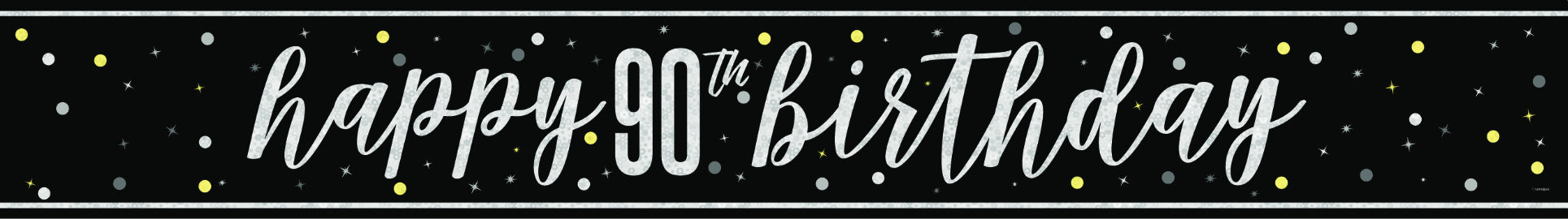 Happy Birthday Banner Black 90 Years 2.74m