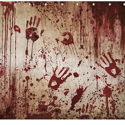 Halloween-gardin med blodige hænder