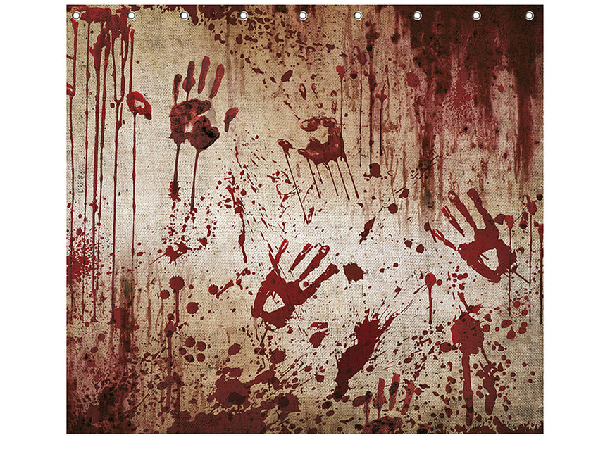 Halloween-gardin med blodige hænder