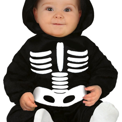 Skelet halloweenkostume baby sort og hvid