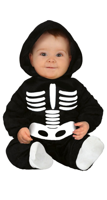 Skelet halloweenkostume baby sort og hvid
