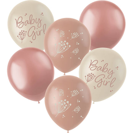 Fødselsballoner Babygirl 33cm 6stk