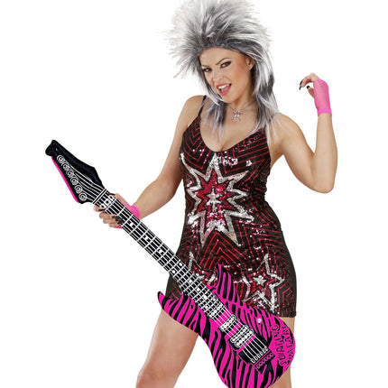 Zebra falsk guitar pink oppustelig 1,05 m