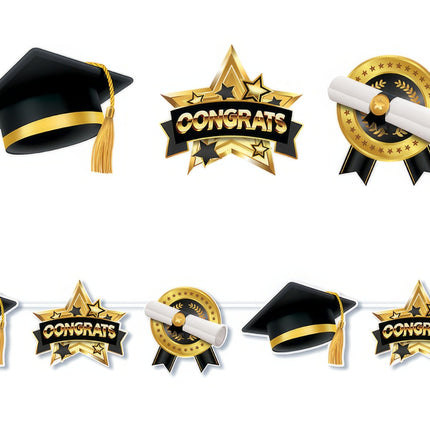 Gradueret guirlande Tillykke 3m