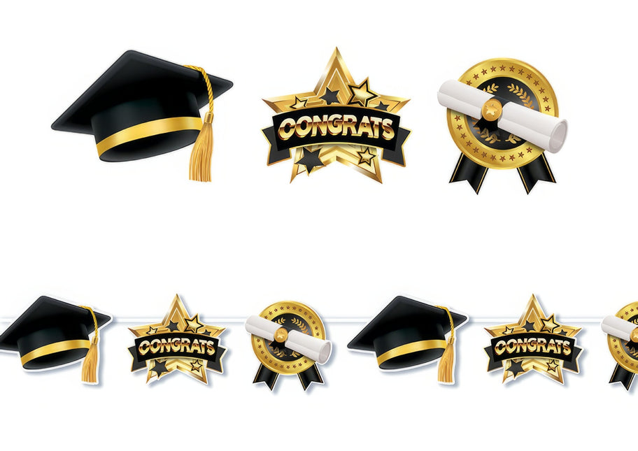 Gradueret guirlande Tillykke 3m