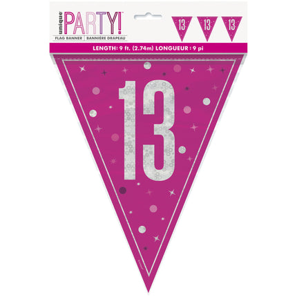 13 års guirlande lyserød 2,5 m