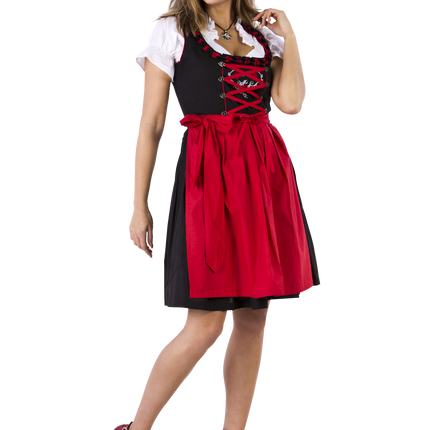 Sort rød Dirndl-kjole Oktoberfest Ladies