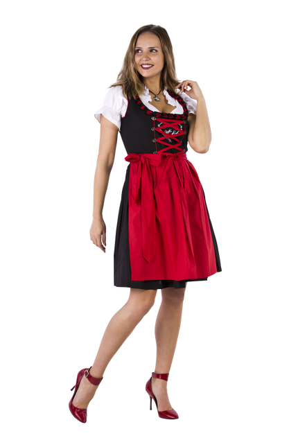 Sort rød Dirndl-kjole Oktoberfest Ladies