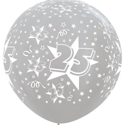 Balloner nummer 25 sølv 91 cm 2 stk