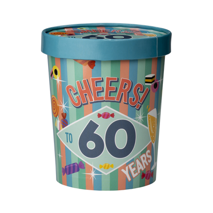 Farvet slikbakke 60 år 12 cm