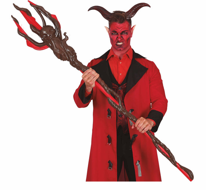 Sort rød halloween-trefork 1,5 m