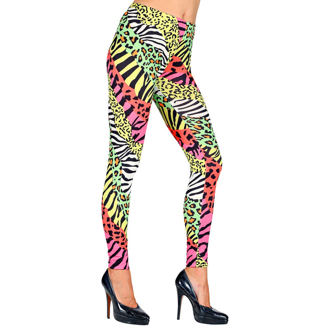Neon 80S Legging til damer Farvet