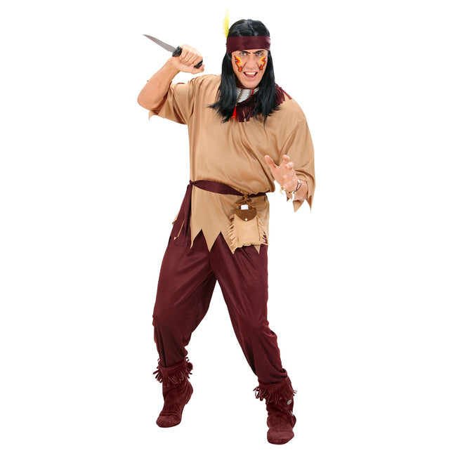 Indianerkostume brun mænd 4 dele