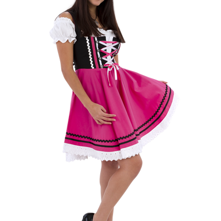 Oktoberfest Dirndl Kjole Oktoberfest Sort Pink Damer 2 Dele