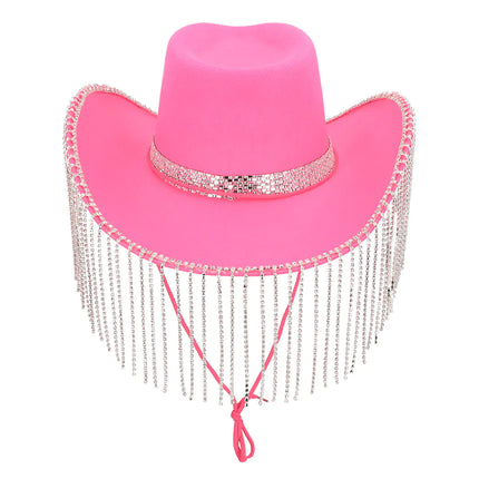 Cowgirl-hat med pink glitter