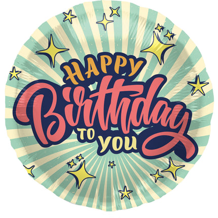 Heliumballon Happy Birthday Retro Stars Tom 45 cm