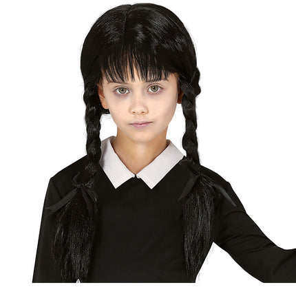 Sort paryk med fletninger barn