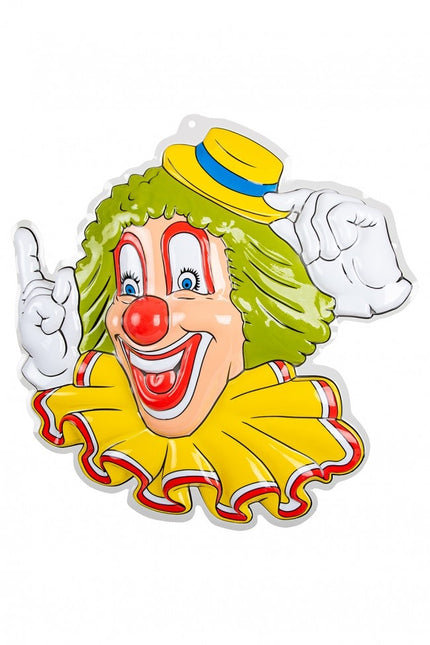 Wanddecoratie Clown Gele Hoed 50cm