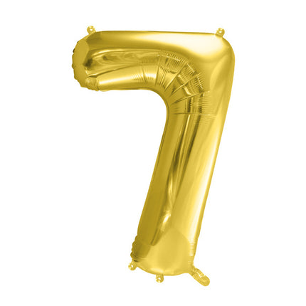 7 års figurballon guld tom 72 cm