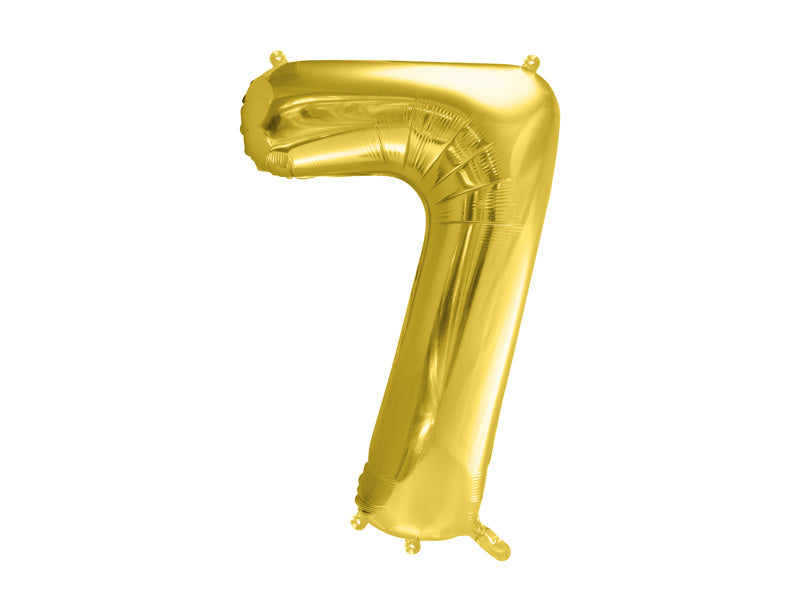 7 års figurballon guld tom 72 cm