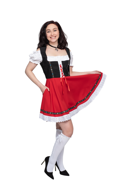 Oktoberfest Dirndl Kjole Oktoberfest Sort Rød Damer