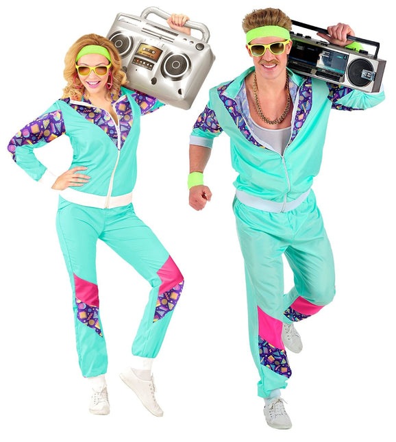 Neon 80S træningsdragt Faulty lyseblå