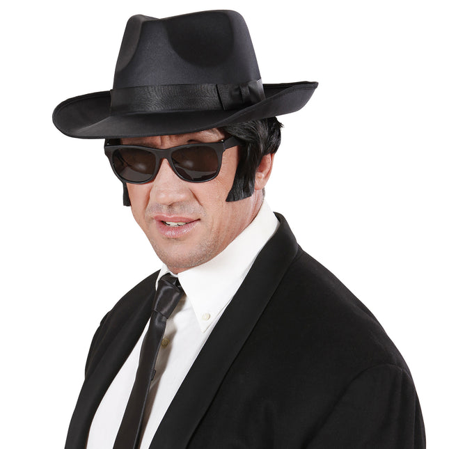 Mafiahat sort med bånd