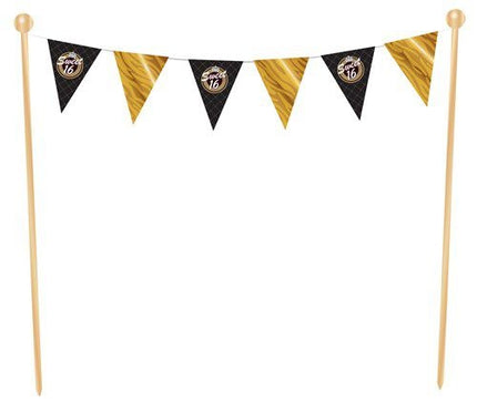 Sweet 16 Cake topper Guld Sort