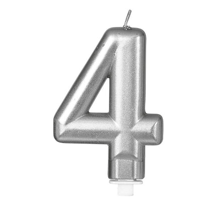 Sølvlys 4 år metallisk 8 cm