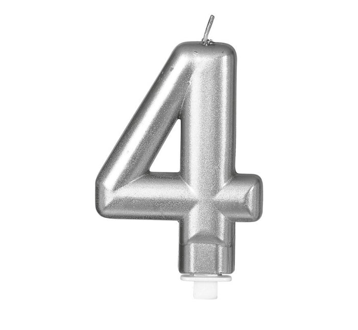 Sølvlys 4 år metallisk 8 cm