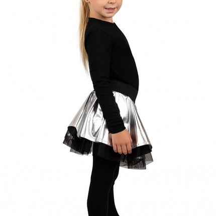 Cirkel nederdel metallisk sølv