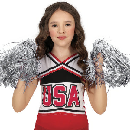 Sølvfarvede pomponer 2 stk