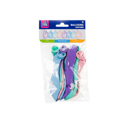 Enhjørning-balloner i farver 30 cm 8 stk