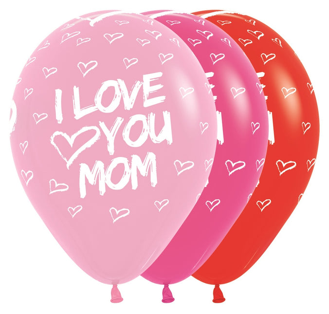 Balloner I Love You Mom Mix 30cm 25stk