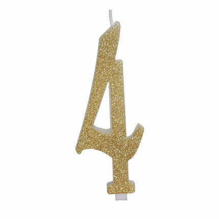 Golden Candle 4 Years Glitter 12,5 cm