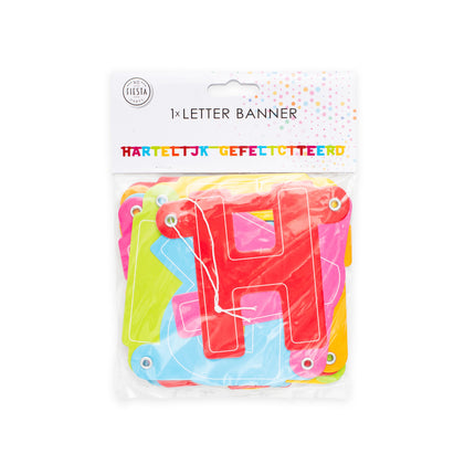 Farvet bogstavguirlande Happy Birthday 2,5 m