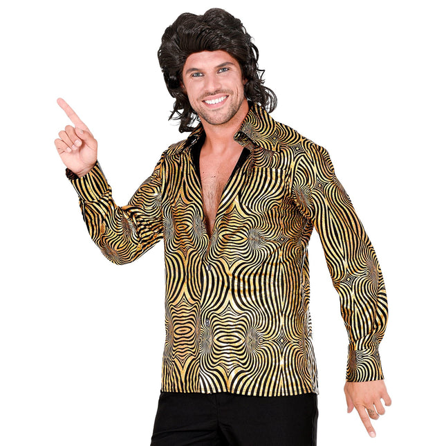 Disco 70S Bluse Guld Mænd
