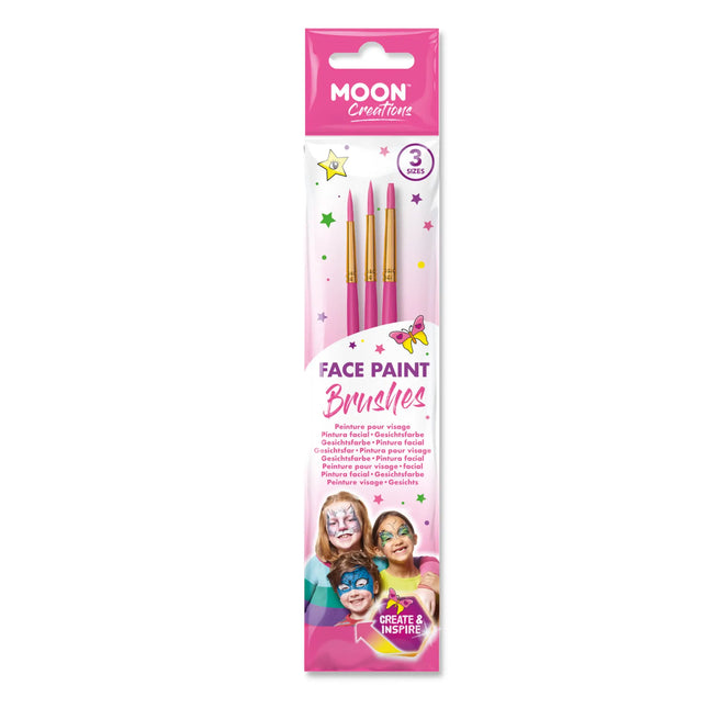 <tc>Moon Creations</tc> Pensler til ansigtsmaling 3-pak pink
