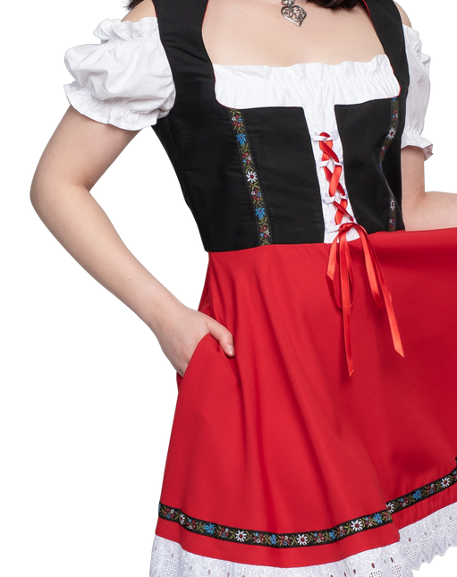 Oktoberfest Dirndl Kjole Oktoberfest Sort Rød Damer