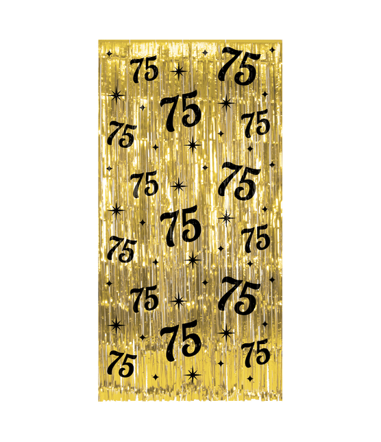 75 års dørforhæng Guld Sort