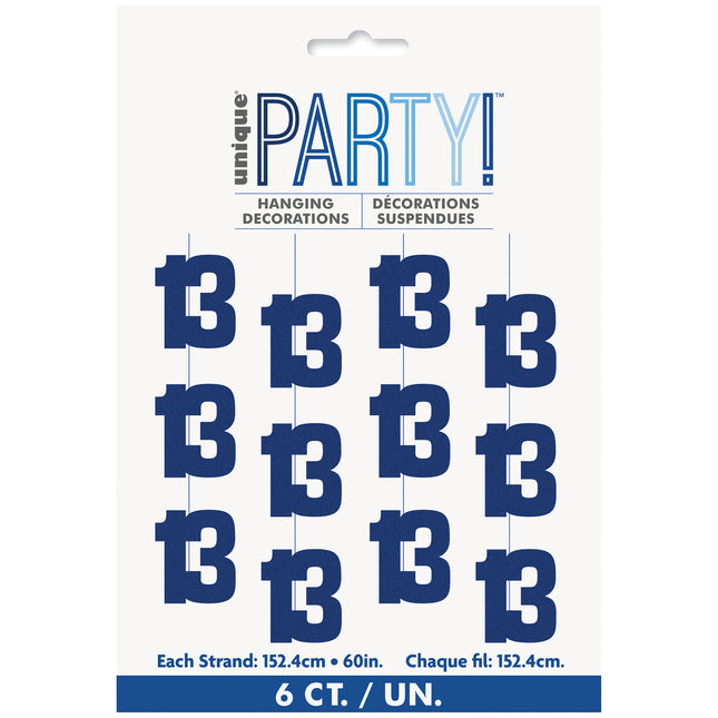 13 års hængende dekoration blå 1,52 m