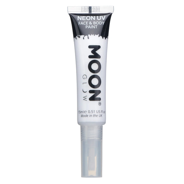 Moon Glow Neon UV-ansigtsmaling med penselapplikator hvid 15 ml