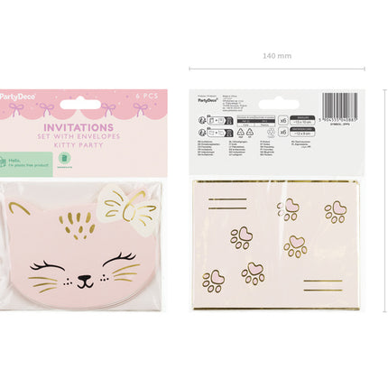 Katteinvitationer 13cm 6stk