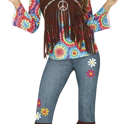 Hippie 60S-kostume Farvede damer med brun vest
