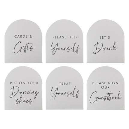 Borddekorationskort til bryllup 6 stk