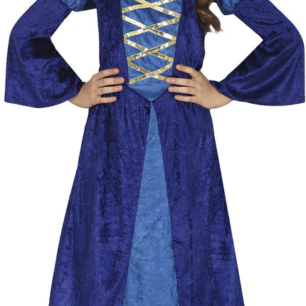 Medium prinsessekostume blå pige