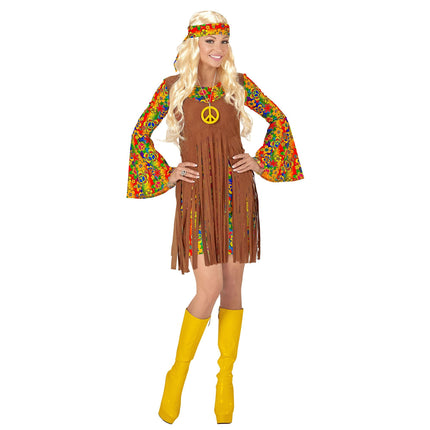 Hippie 60S kostume brun dame 3 dele