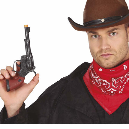 Sort falsk pistol 20 cm