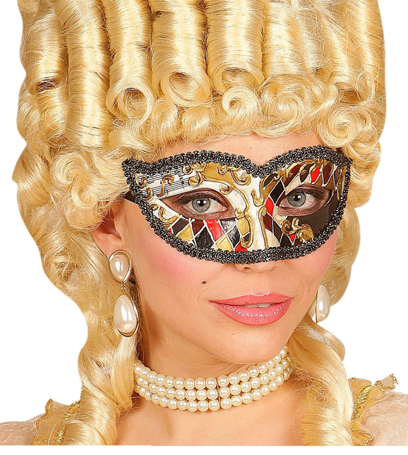 Øjenmaske i sort guld